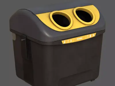 Spanish Yellow Recycling Bin  3D model