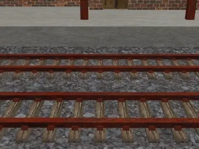 simple low poly train station Free low-poly 3D model