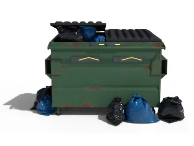 Cyberpunk Garbage Dumpster with Bags 3D model