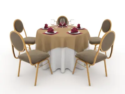 Collection Banquet Table and Chair 05 3D Model Pack