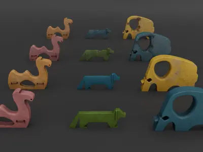 Animals Sculpture For Playground Low-poly 3D model