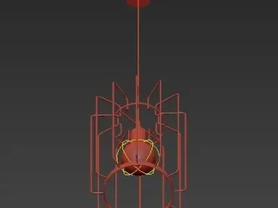 Chandelier gold cage pendant light - 3D model