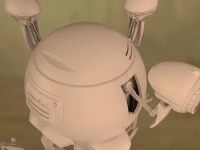 Stylized Retro Robot  Mister Handy inspired Fallout Low-poly 3D model