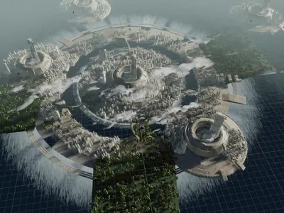 blender futuristic mega city rendered with eevee 3D model