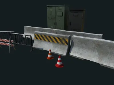 Road assets Low-poly 3D model