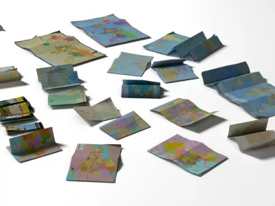 Folded Map Low-poly 3D model