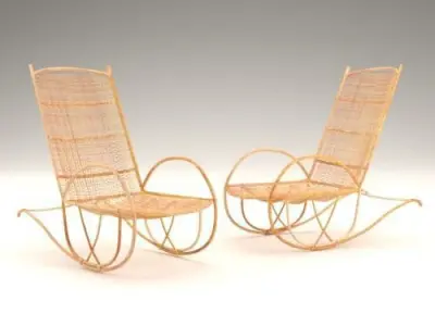 Wicker Rocking Chair 3D model