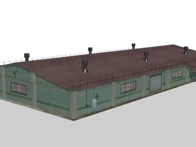 old metal hangar Low-poly 3D model