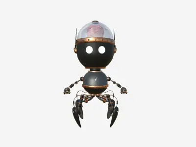 Brain Robot G01 Black Copper - SciFi Character Design Low-poly 3D model