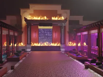 Courtyard with Fire theme 3D model
