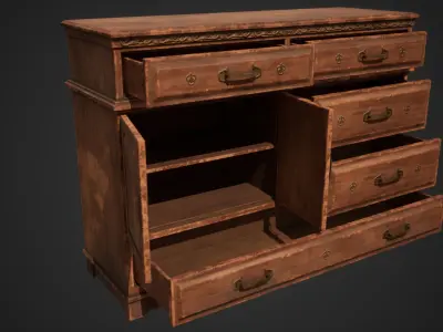 Stylized Dresser Low-poly 3D model
