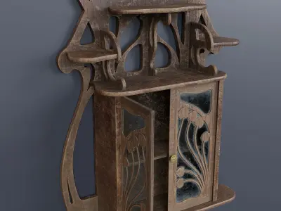 Antique Wall Mounted Bathroom Cabinet Low-poly 3D model