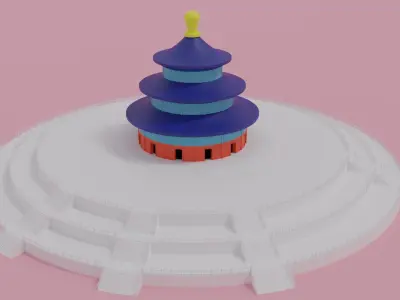 Cartoon Temple Of Heaven Beijing China 3D model