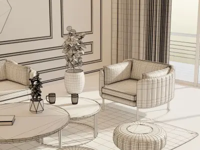 Living Room - 03 Low-poly 3D model