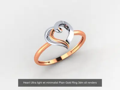 31 Heart Love Valentine Nature Ultra light wt Plain Gold Ring 3D Model Pack