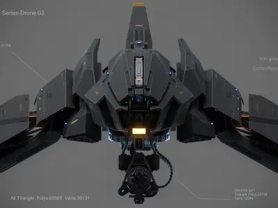 Sci-Fi Vehicle Series-Drone 03-PBR Low-poly 3D model