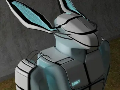 z-508-x futuristic robot in grass 3D model