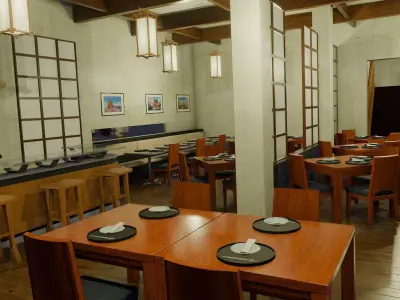 Asian or Japanese Restaurant - game-ready Low-poly 3D model