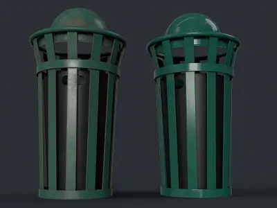 Street Trash Can 8 PBR Game Ready Low-poly 3D model