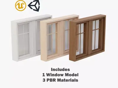 Picture Style Double Window Low-poly 3D model