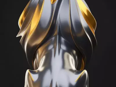 Luxury Golden Lion Sculpture Glossy Gold Animal Figure 3D Low-poly 3D model