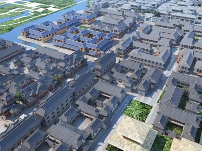  Chinese architecture Low-poly 3D model