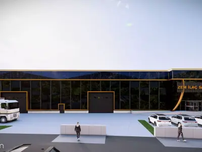 Modern Factory Exterior  Industrial Building 3D Model 3D model