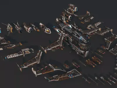 Spaceship 03 Modular Pack Low-poly 3D model
