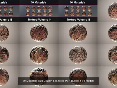 30 Materials Skin Dragon Seamless PBR Bundle 5 Texture