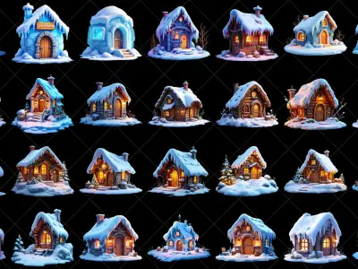 119 Transparent Fantasy Snow Hut House Building Game Asset Texture