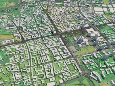 Warsaw 30x30km City Map 3D model