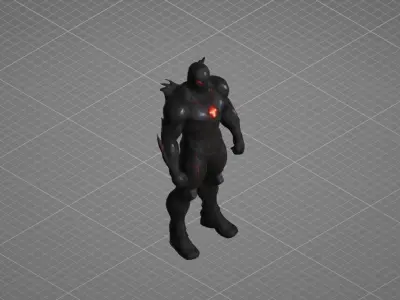 Dark Armored Supervillain Game Ready GLB Model 3D Low-poly 3D model