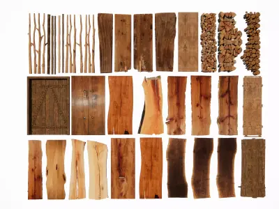 Wooden door panel combination 3D model