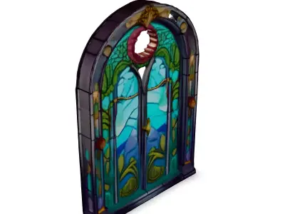 Art Nouveau Stained Glass Window Low-poly 3D model