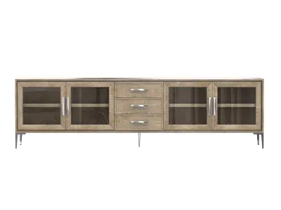 BENOIT GLASS 4-DOOR MEDIA CONSOLE WITH DRAWERS 3D model