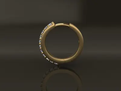 Earring One Sided Diamond Hoop Mid Size 11mm Inside Diameter 3D print model