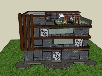 Villa apartment building with balcony 3D model