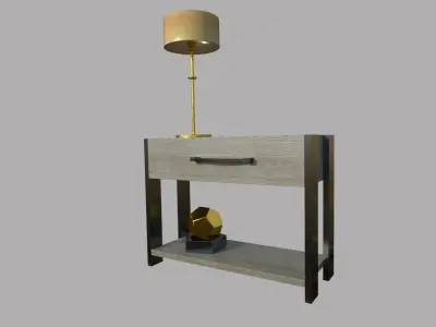 Side Table with Night Light Low-poly 3D model