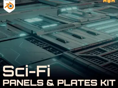 Sci-Fi Modular Industrial Panels and Plates Kit 3D model