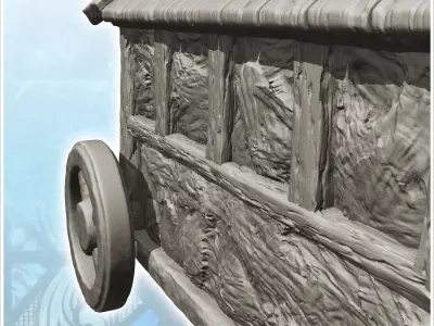 Half-timbered caravan on wheels with rope terrace 9 - Medieval G 3D print model