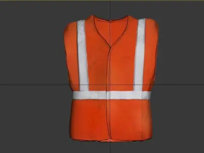 3D Jacket orange safety vest Low-poly 3D model