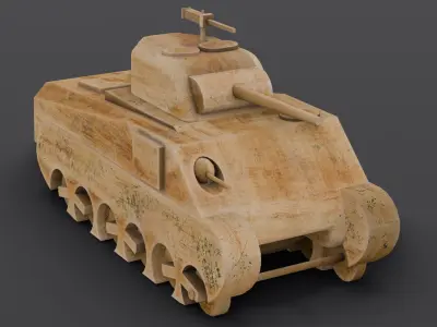Wooden Toy Vehicle 2 Low-poly 3D model