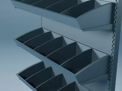 Supermarket Display Shelf with Modular Trays Low-poly 3D model