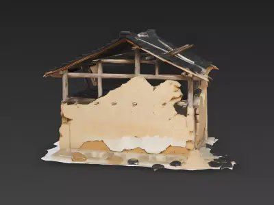 Ruined Chinese Rural Farmhouse 3D Model Low-poly 3D model