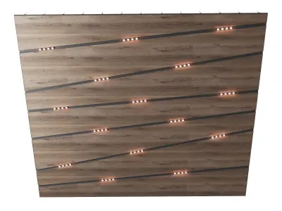 Wooden suspended ceiling with lighting 51 3D model