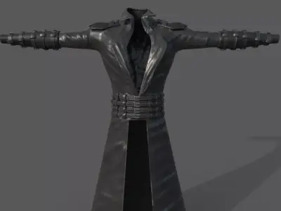 Male cyberpunk leather sci-fi suit Low-poly 3D model