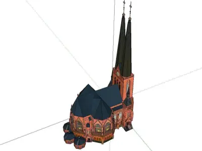 Architecture-Religion-God-Culture-Temple-032 church with two ... 3D model