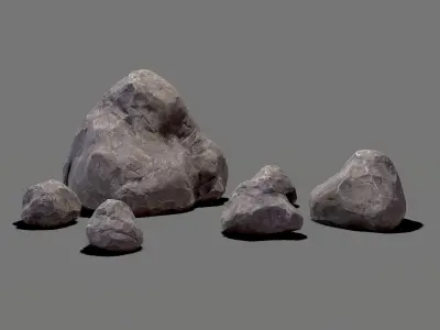 Rock Collection PBR rocks Low-poly 3D model