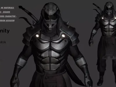 AAA 3D REALISTIC ROBOTIC CHARACTER - JAPANESE CYBORG ASSASSIN 01 Low-poly 3D model