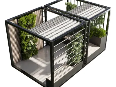 Landscape Furniture with Pergola and Roof garden 04 3D model